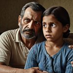 A family portrait, but instead of a loving scene, depict the quiet isolation of an individual oppressed by familial expectations. Show subtle signs of conflict and a hint of eventual reconciliation.