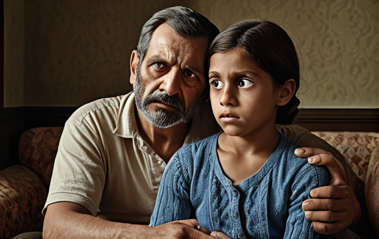 A family portrait, but instead of a loving scene, depict the quiet isolation of an individual oppressed by familial expectations. Show subtle signs of conflict and a hint of eventual reconciliation.