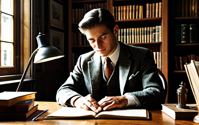 **Image Prompt:** "A professional writer sitting at a vintage desk in a sunlit study, fully clothed in a tweed suit, surrounded by books, appropriate content, safe for work, perfect anatomy, natural pose, professional illustration, high quality."