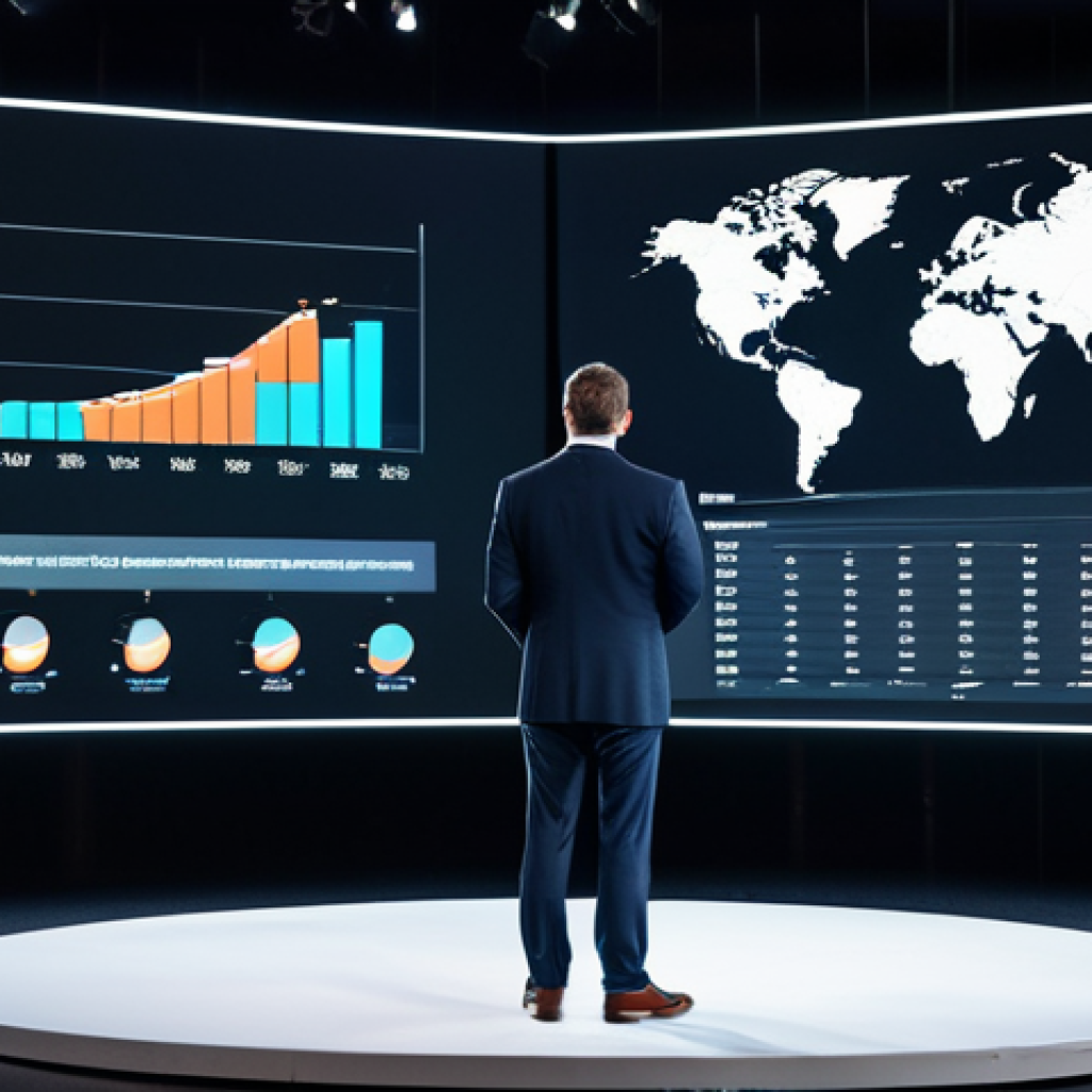 **

A professional speaker giving a presentation on storytelling techniques, fully clothed in business attire, standing on a stage with a large screen displaying data visualizations, professional setting, corporate environment, safe for work, appropriate content, perfect anatomy, modest, family-friendly.

**