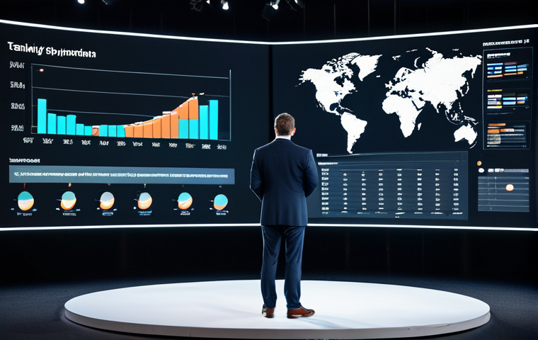 **
A professional speaker giving a presentation on storytelling techniques, fully clothed in business attire, standing on a stage with a large screen displaying data visualizations, professional setting, corporate environment, safe for work, appropriate content, perfect anatomy, modest, family-friendly.
**