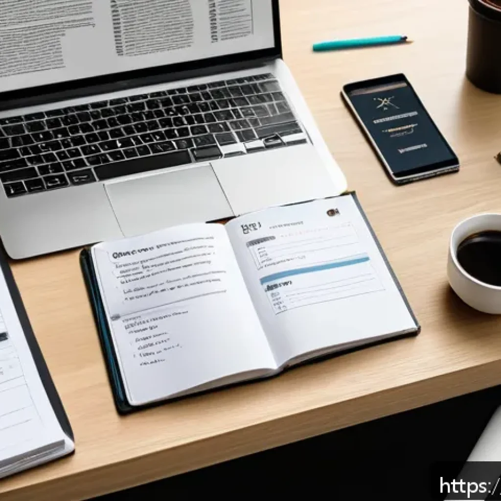 스토리텔러 관련 포트폴리오 작성 팁 - A professional portfolio workspace scene featuring a clean, modern desk with a sleek laptop open dis...