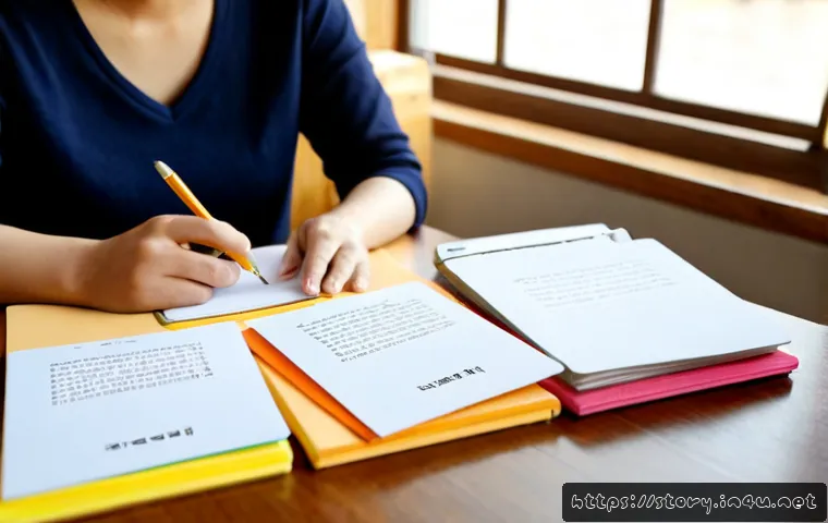 스토리텔러 자격증 시험의 준비 포인트 - Photorealistic study scene for storytelling certification exam preparation, mature adult learner sea...